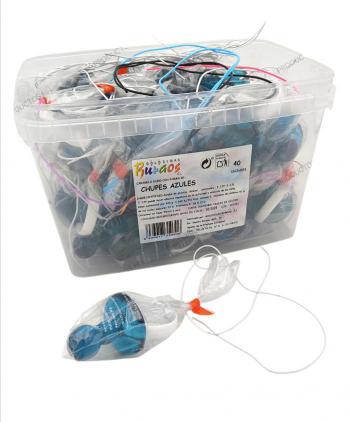 CHUPETE AZUL CARAMELO BURGOS CUBO 40 Uds