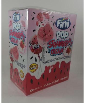 CHUPA FINI POP FRESA Y NATA PEPITAS 100 UD
