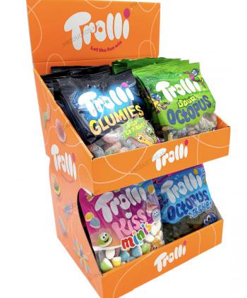 LOTE EXPOSITOR GOMA TROLLI 100 grs 32 Uds