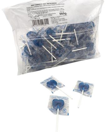 PIRULETA MINI CORAZON AZUL PINTALENGUAS CERDAN 100 Uds
