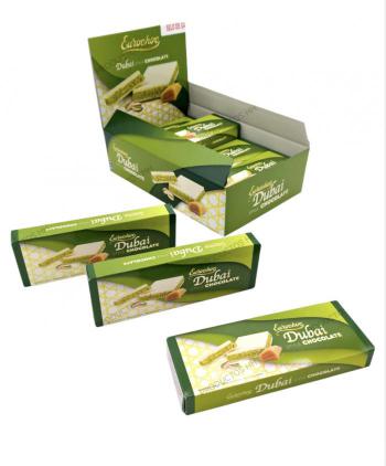 TABLETA CHOCOLATE BLANCO ESTILO DUBAI 100 grs Caja 12 Uds