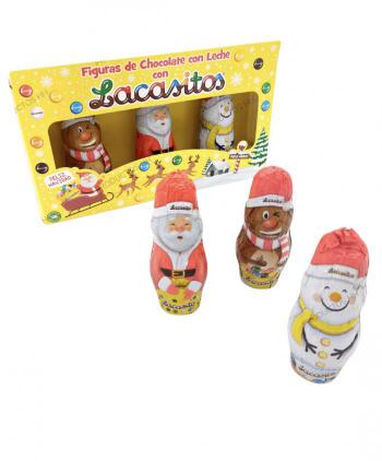 CAJITA 3 FIGURAS CHOCO-LECHE HUECAS CON LACASITOS 102 grs