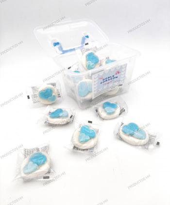 COFRE DOBLE CORAZON AZUL MARSHMALLOW 18 Uds
