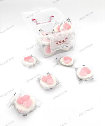 COFRE DOBLE CORAZON ROSA MARSHMALLOW 18 Uds