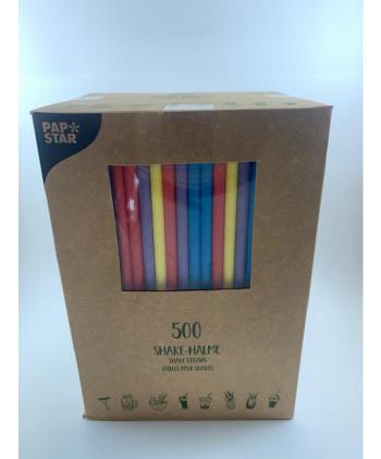 PAJITA BATIDO PAPEL COLORES 500 UD