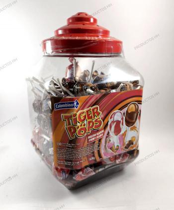 TIGER POPS CHOCOCARAMEL FRESA-NATA 100 Ud COLOMBINA