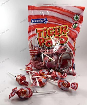 TIGER POPS CHUPA FRESA-NATA BOLSA 24 Uds COLOMBINA