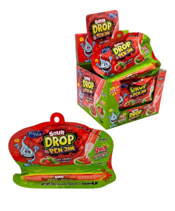 SOUR DROP & PEN JAM STRAWBERRY 12 Uds