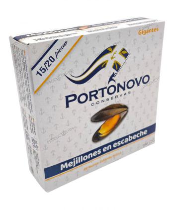 MEJILLONES ESCABECHE PORTONOVO 550 ml 15/20 Uds